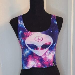 iHeartRaves alien crop top xs small